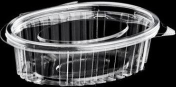 Plastbæger Catersource 150 Ml 112X145x26 Mm Oval Hængslet Låg Rpet Klar,100 Stk/Ps   100 Stk.