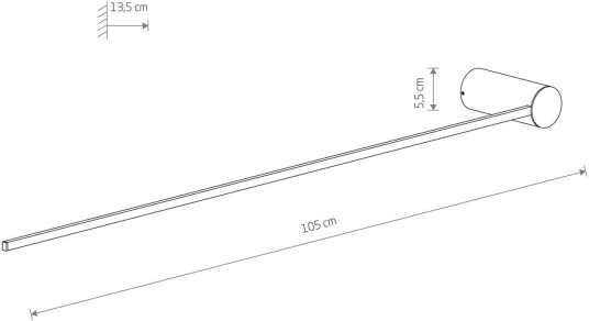 Euluna LED-vegglampe Arm L 105 cm høy svart metall