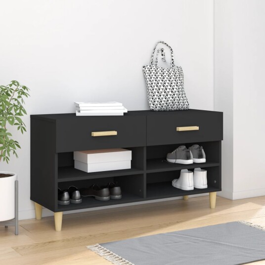 vidaXL Skoskap svart 102x35x55 cm konstruert tre vidaXL Skoskap svart 102x35x55 cm konstruert tre
