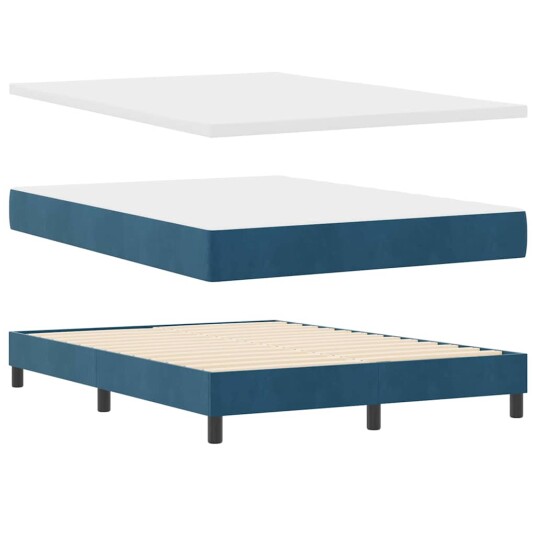 Box Spring Seng med Madras Mørk Blå 160x200 cm Fløyel