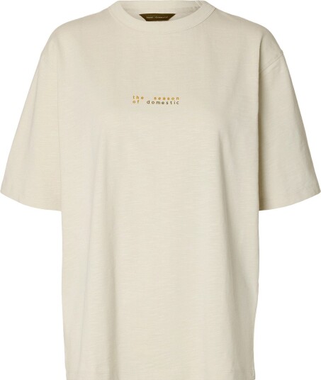 Selected Slwdomestic Relaxed Dia Ss Tee Cream XS Selected Slwdomestic Relaxed Dia Ss Tee Cream XS