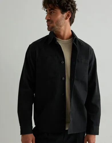Selected Men Slhtravis Twill Overshirt Ls Noos Overshirts Svart