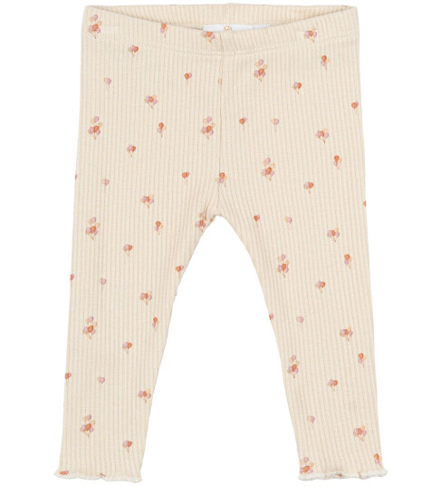 The New Siblings Leggings Rib TnsbNoella White Swan AOP The New 1 år 80 Leggings Beige