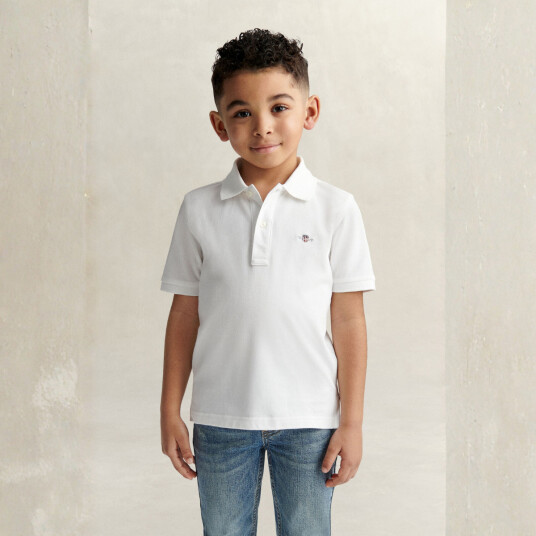 Gant Pique Shield SS Polo White 110 116 | Barn