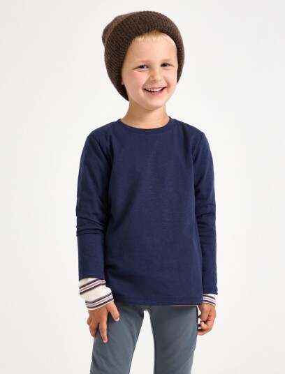 Lindex Long Sleeved Top In Slub Jersey Navy 98