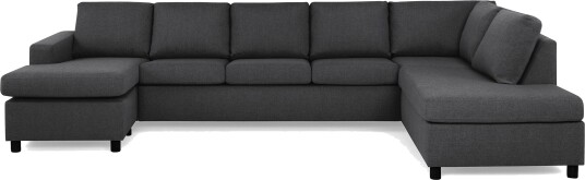Crazy 5 seters Høyrevendt U formet X Large Sofa med Divan og Sjeselong i Stoff Mørk grå