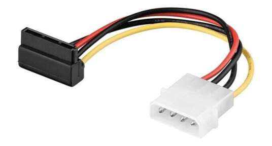 Pro SATA Strømkabel 0,13m 90° Hankjønn Molex Pro SATA Strømkabel 0,13m 90° Hankjønn Molex