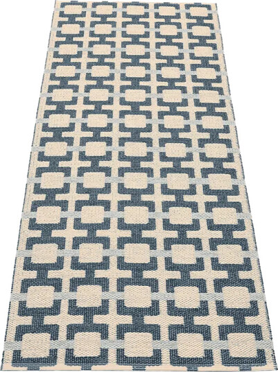 Pappelina Tom teppe Ocean Blue/Cream/Blue Fog 70 x 180 cm
