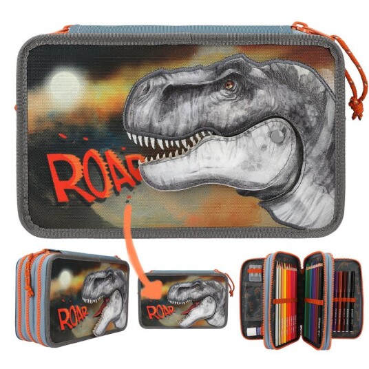 Dino World Triple Pencil Case ROAR 0411756 Dino World Triple Pencil Case ROAR 0411756