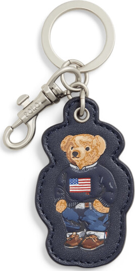Polo Ralph Lauren Polo Bear Leather Key Fob - Navy - ONE SIZE