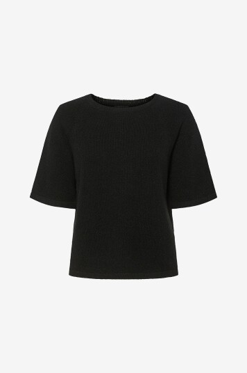 pieces - Topp pcMikela SS O-neck Knit MM - Svart