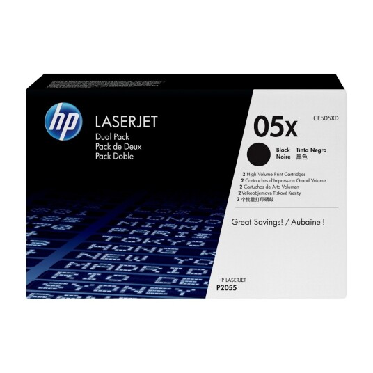 HP 05XD / CE505XD 2-Pack Black Toner - Laser toner Svart