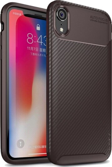iPaky Carbon Fiber Texture Soft (iPhone Xr) Brun