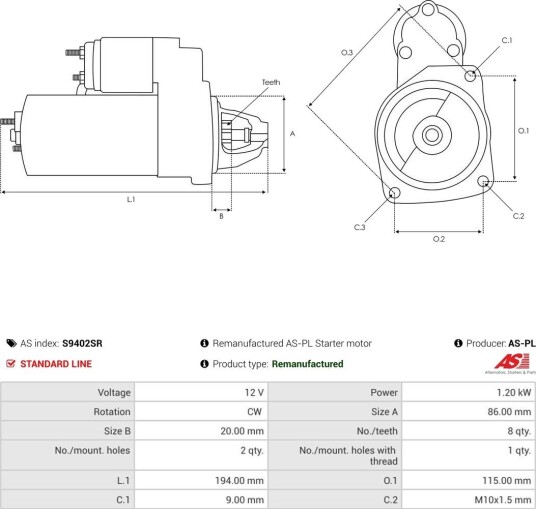 Starter AS-PL S9402SR