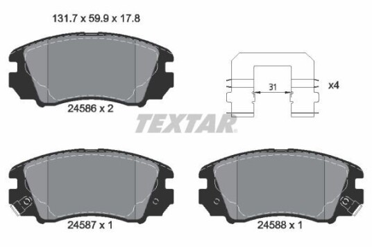 Bremseklosser TEXTAR 2458601 Bremseklosser TEXTAR 2458601