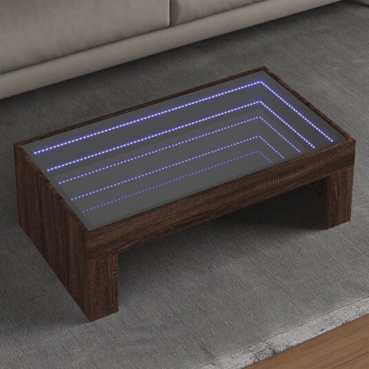  Salongbord med Infinity LED brun eik 90x50x30 cm 8721102677991
