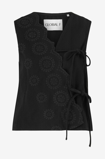 Global F - Topp Ciana Scallop-g - Svart