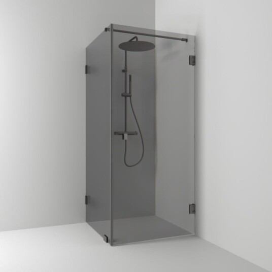 Svedbergs 180° Dusjhjørne Rett|Fast 80x80 cm, Blyantsort/Røykglass Svedbergs 180° Dusjhjørne Rett|Fast 80x80 cm, Blyantsort/Røykglass