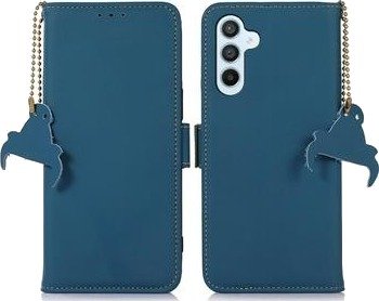 Samsung Galaxy S26 FE lommebokveske i lær med RFID - blå