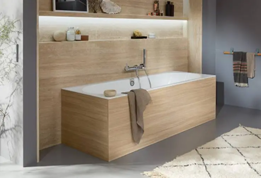 VILLEROY & BOCH OBERON 2.0 BADEKAR 180X80 FOR INNBYGGING HVIT ALPIN M/AVLØPSSETT I HVIT/KROM