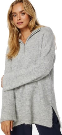 SELECTED FEMME Sia Ras Long Knit High Neck Light Grey Melange L