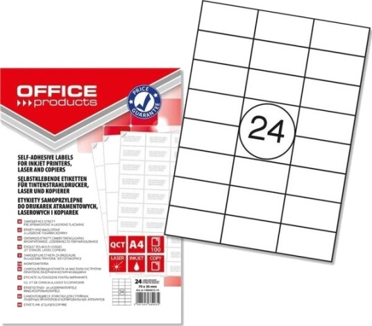 Office Products Etiketter Office Products A4 70X36 Mm Hvite 100