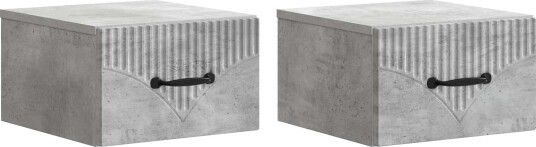 Vegghengt Nattbord med skuff 2 pcs Betonggrå 34,5 x 33 x 20 cm