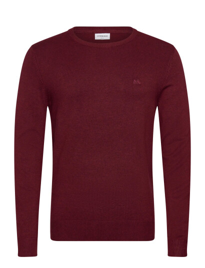Lindbergh Ecovero L/S O-Neck Knit - Burgundy - S
