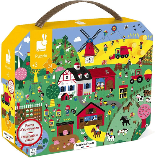 Janod Janod - Observation Puzzle - The Farm - 24 Pcs - Multi/patterned - ONE SIZE