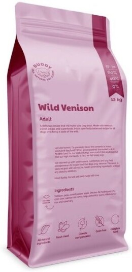 Buddy Petfoods Kornfritt Tørrfôr med Viltkjøtt Hjort 5 kg Buddy Petfoods Kornfritt Tørrfôr med Viltkjøtt Hjort 5 kg