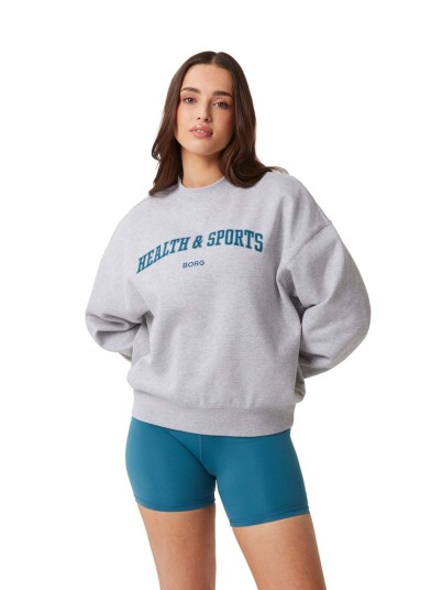 Björn Borg Women's Studio Oversized Crew Light Grey Melange L, Light Grey Melange
