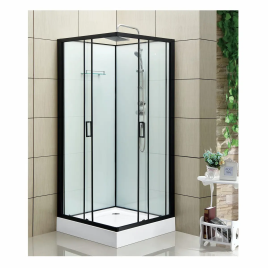 Bathlife Rymd Dusjkabinett 80x80 cm, Sort Matt/Klart Glass Bathlife Rymd Dusjkabinett 80x80 cm, Sort Matt/Klart Glass