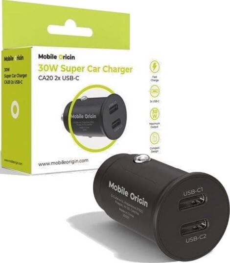 Mobile Origin 30W Super Car Charger CA20 - 2x USB-C