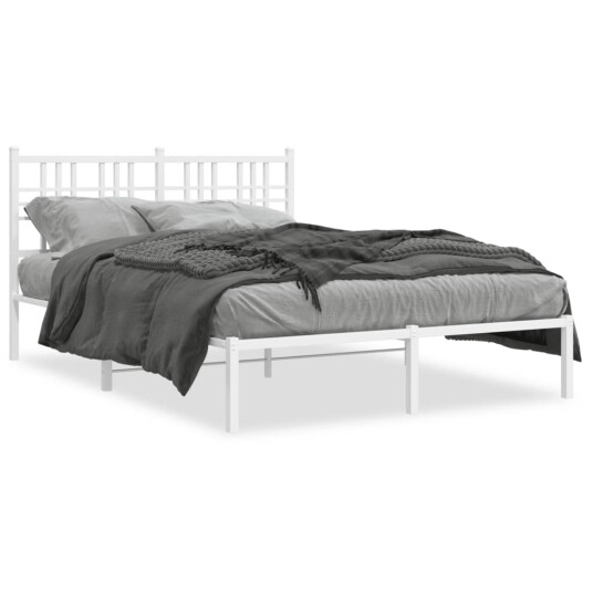 Sengeramme i metall med hodegavl hvit 140x190 cm 8721012373372