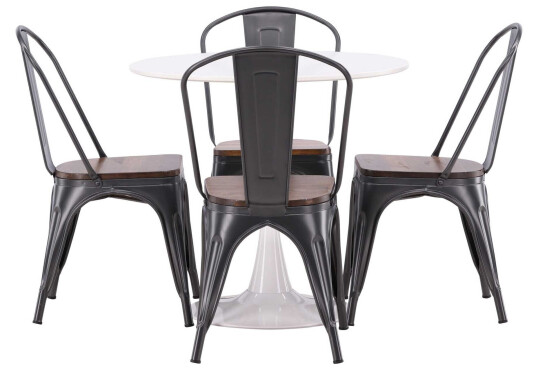 Venture Design Hamden & Tempe spisegruppe Svart/svart 4 stoler & bord 80 cm