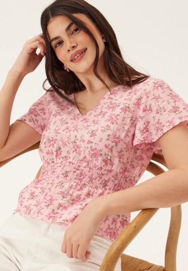 Vero Moda Vmjosie Ss V neck Short Smock Top