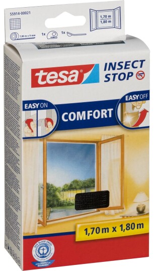 Tesa Comfort Myggnett til vindu - 1,7x1,8m - Svart