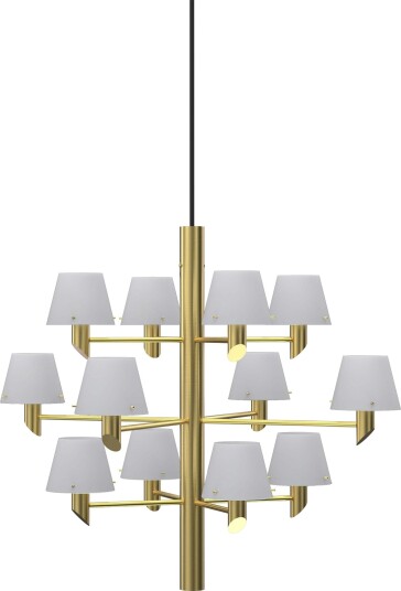 Gil 12 Chandelier Satin Brass / Opal Glass