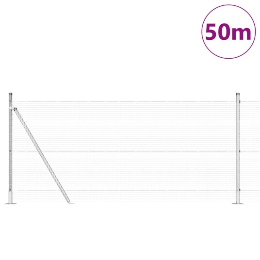 sveiset trådgjerd med 13 flensede stolper 1x50 m galvanisert stål