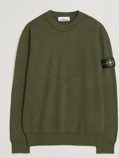 Stone Island Ribbed Soft Organic Cotton Crew Neck Military Green