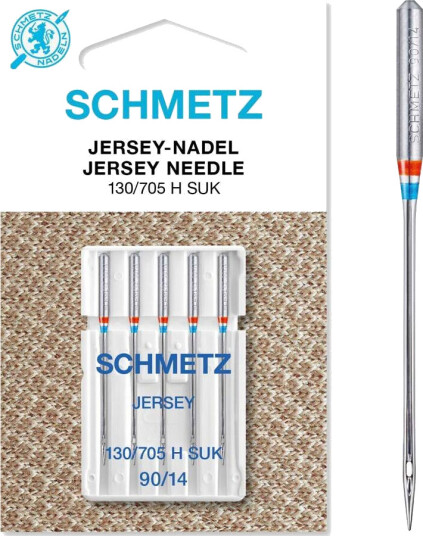 Schmetz Jerseynål 90/14 130/705 H SUK, 90/14, 5-pack