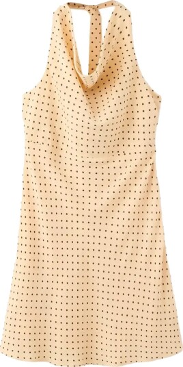 Mango Polka Dot Dress With Draped Neck Yellow L Mango Polka Dot Dress With Draped Neck Yellow L