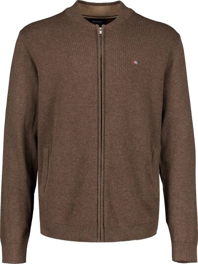 Bison Baseball Cardigang Structure Knit DK BROWN MEL XL