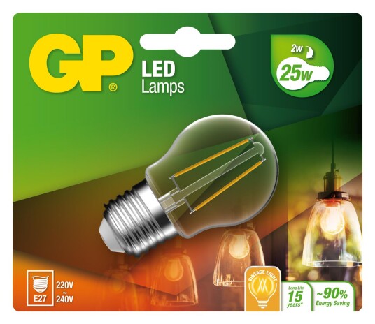 GP LED-lyspære LED MGLOBE LED-Lampa 2W E27 E27