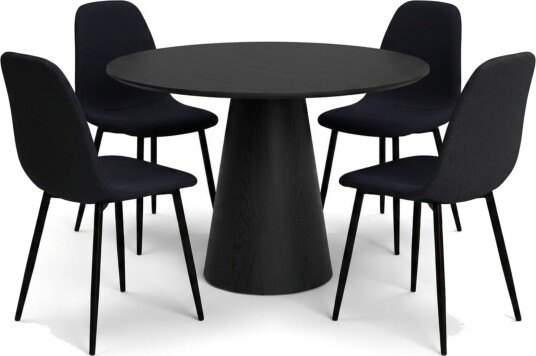 Siena spisegruppe rund 110 cm svart med 4 Nibe spisestoler Svart