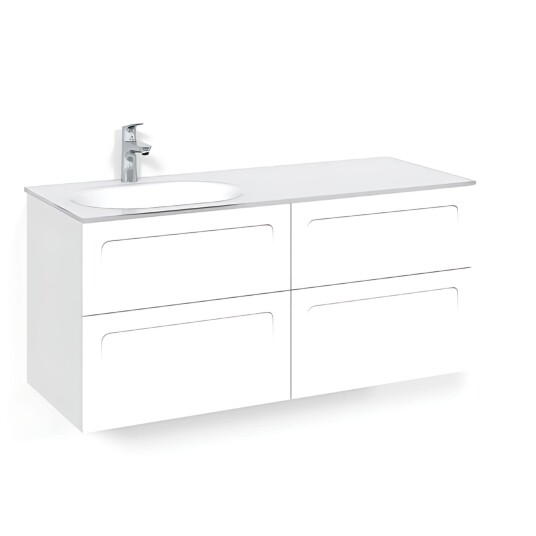 Macro Design Crown Servantskap 4-skuff - med Venstre Glasservant 120cm Hvit / Shape Glass Edge