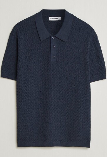 J.Lindeberg Jacques Structured Knitted Polo Navy J.Lindeberg Jacques Structured Knitted Polo Navy