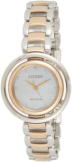 Citizen Dameklokke EM0666 89D Diamond Hvit/Rose gulltonet stål Ø31