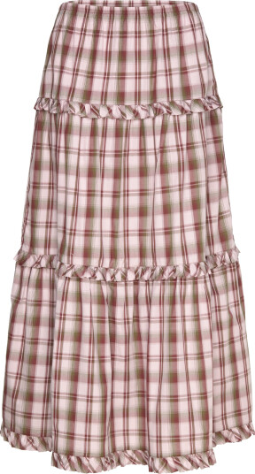 Monki Ruffled Tiered Cotton Skirt - Pink - S