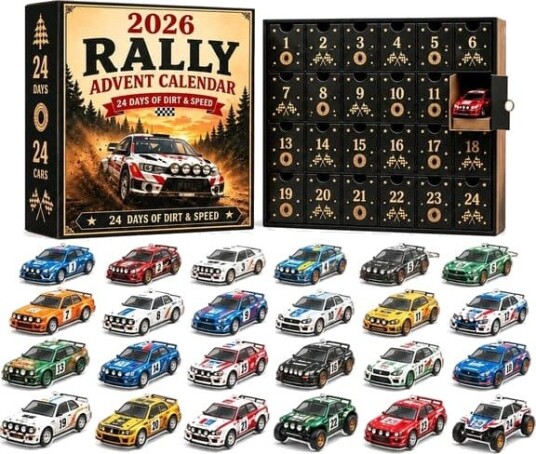 Rally Racing Julekalender 2026 24 delers jule nedtelling med pynt akryl